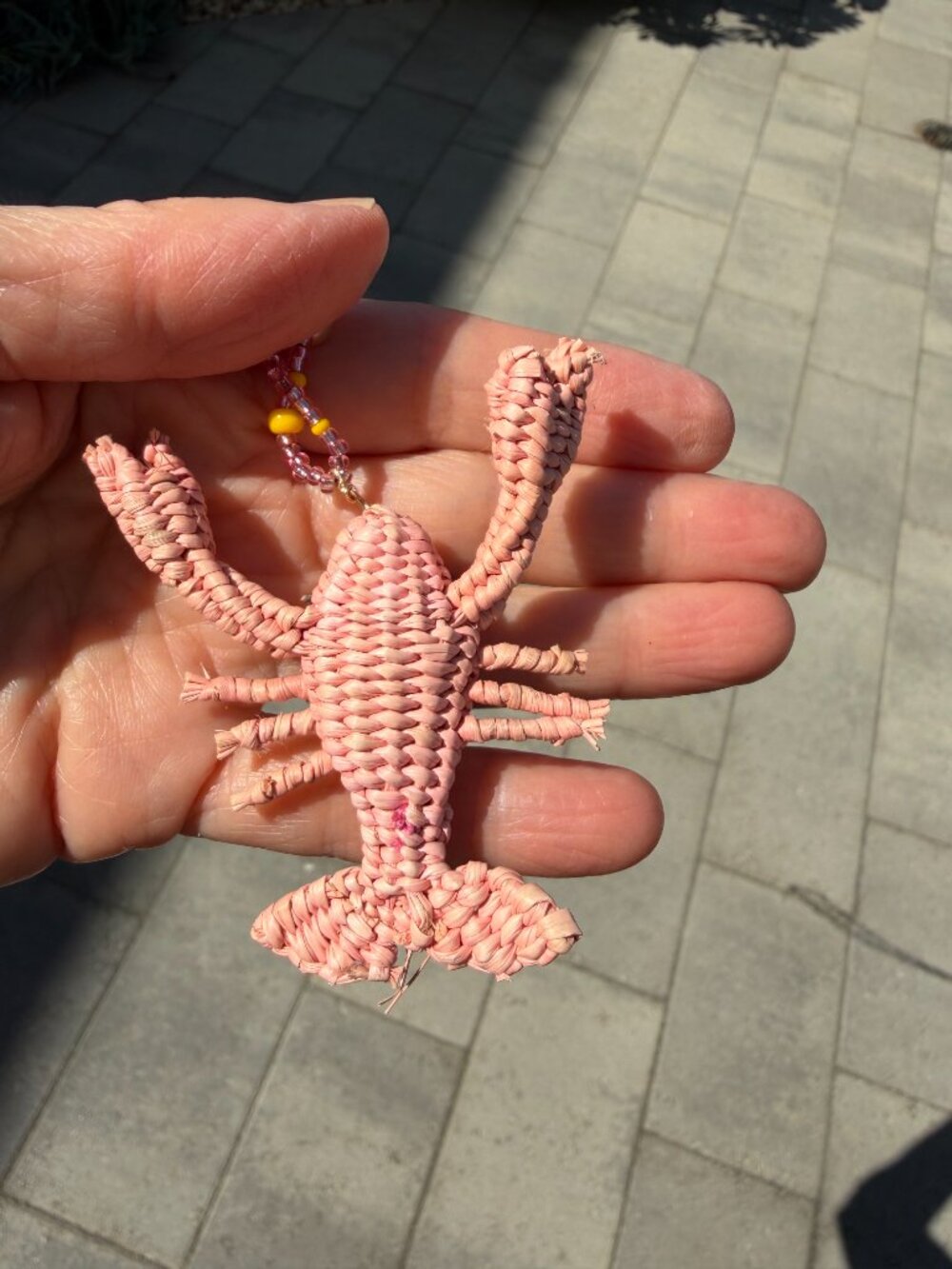 Adorable woven lobster pendant on colorful beaded necklace, 36" - Picture 7 of 7